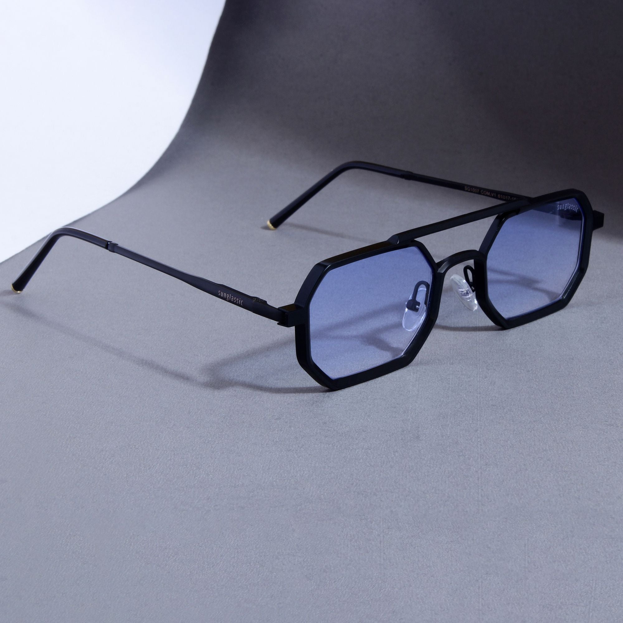 Commando V1 Rectangle Black Blue Gradient Sunglasses