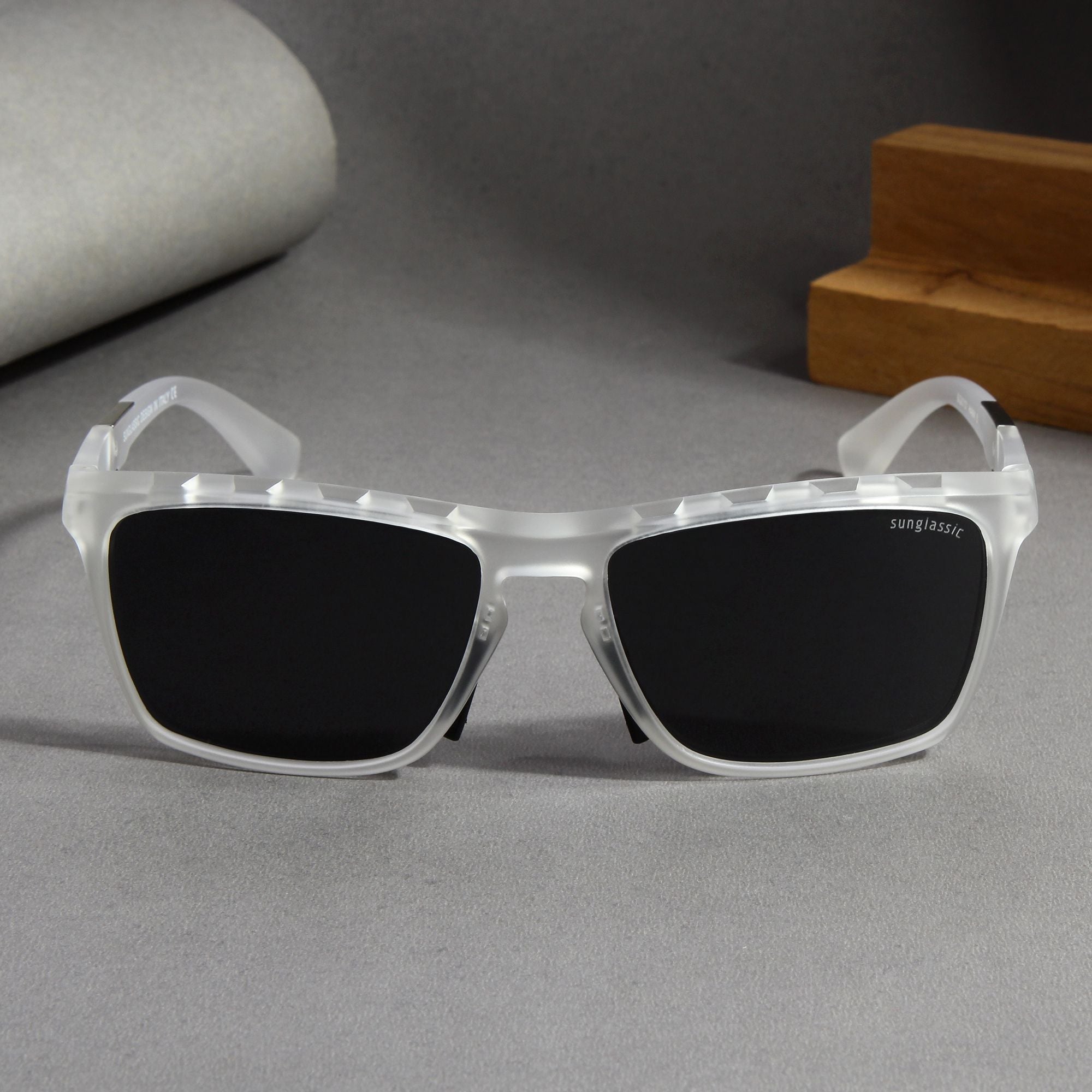 Hawk Clear Black Polarized Rectangle TR90 Sunglasses