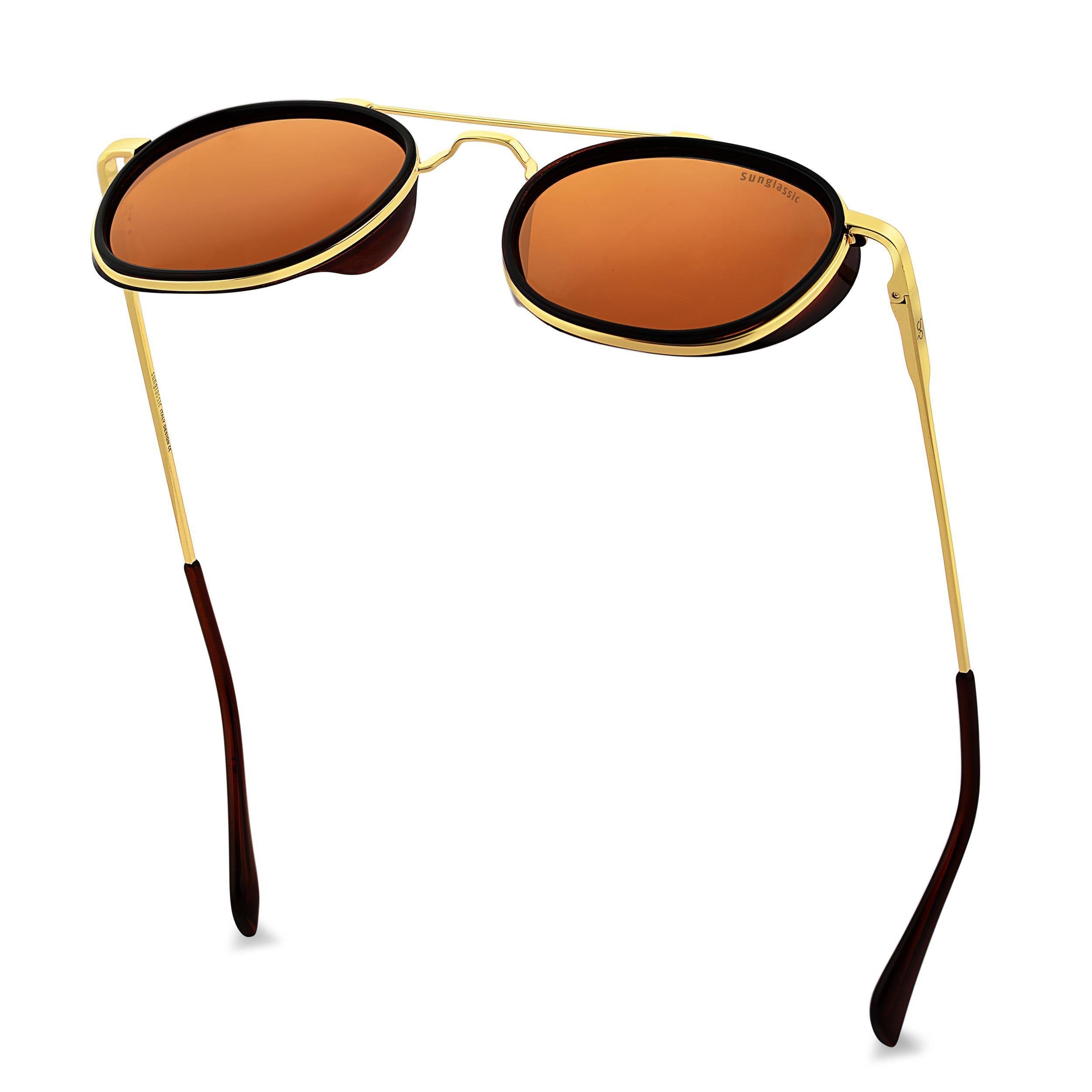 Golden Brown SG4612 Metal Frame Round Sunglasses