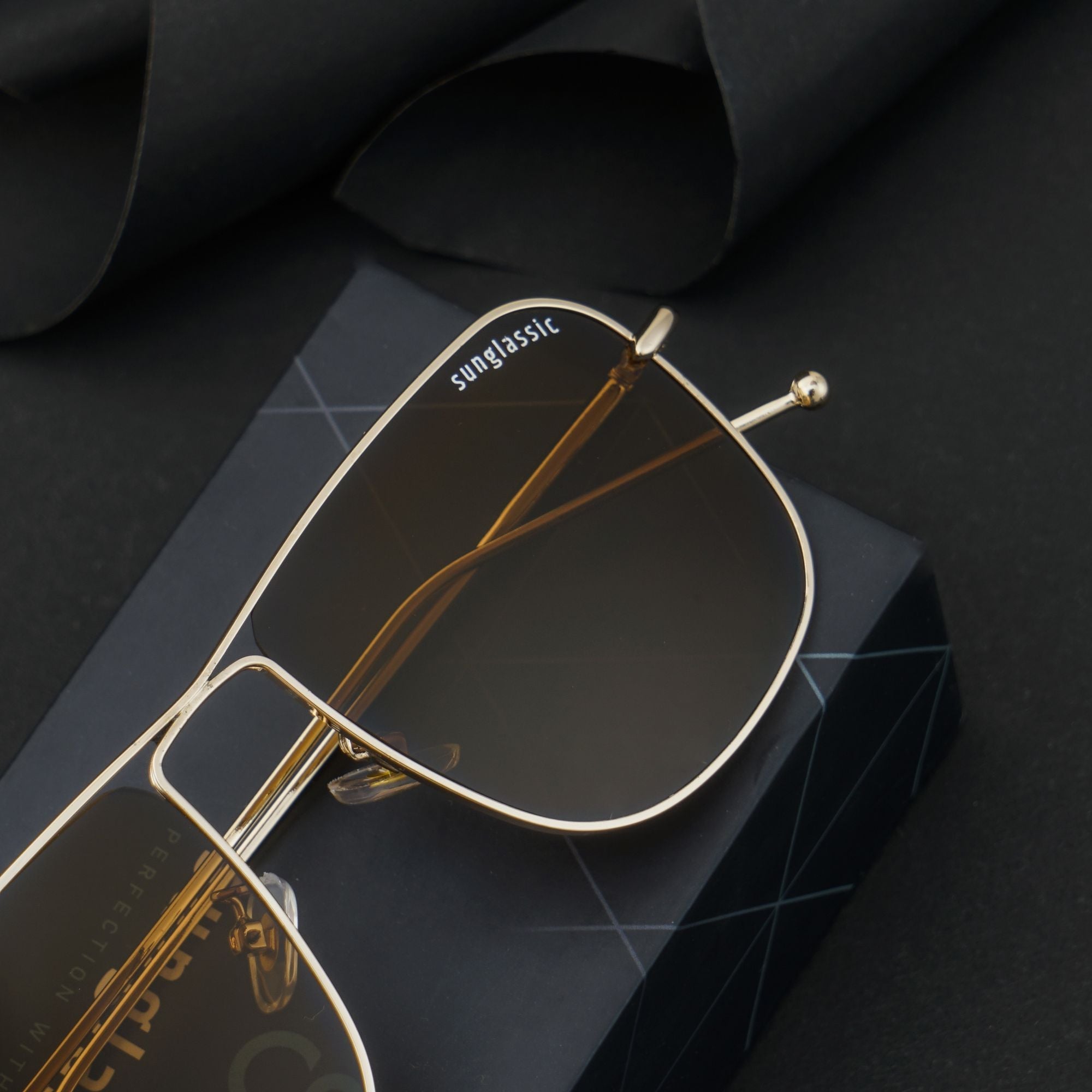 The Godfather Gold Brown Square Sunglasses