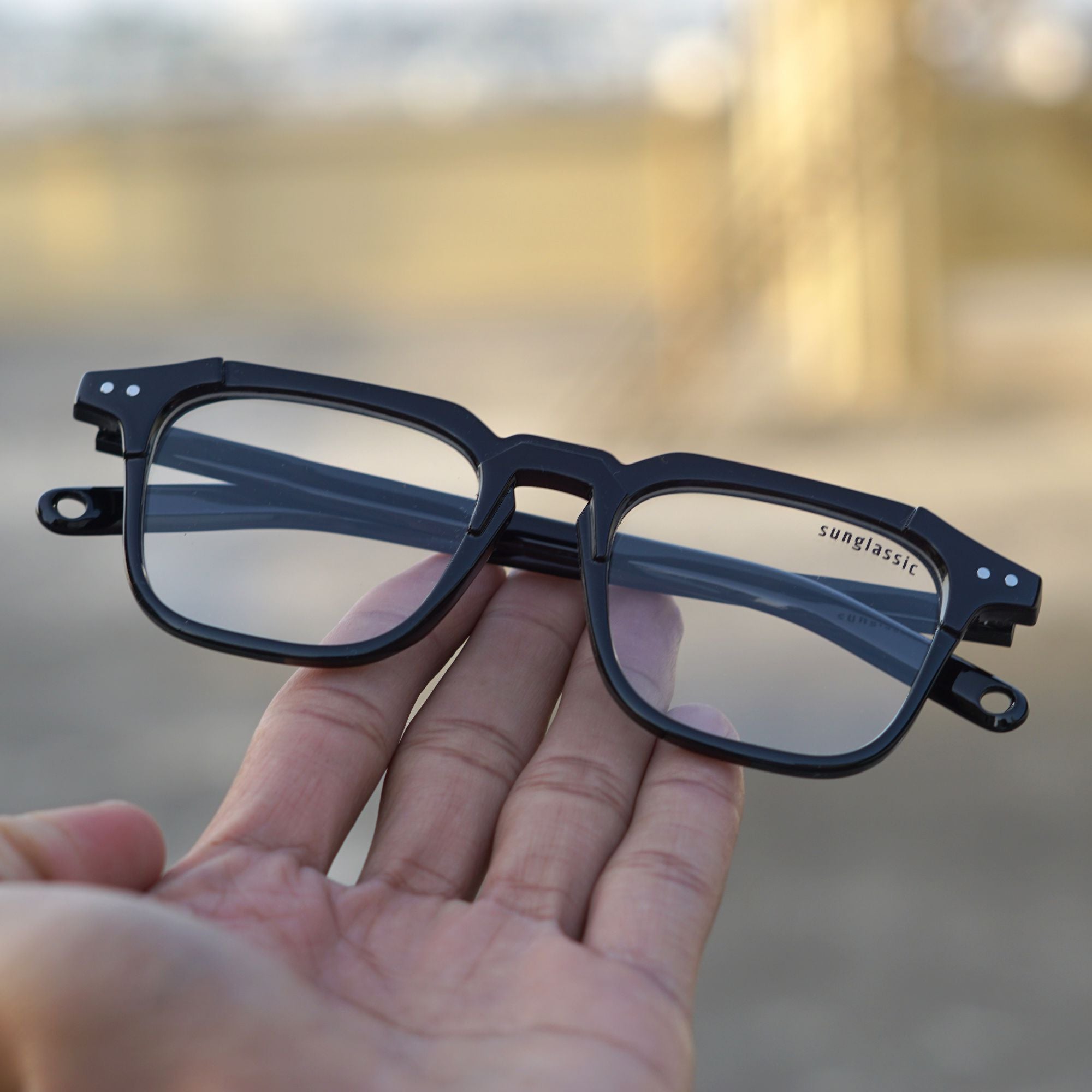 Kingsman Black Clear Square Sunglasses