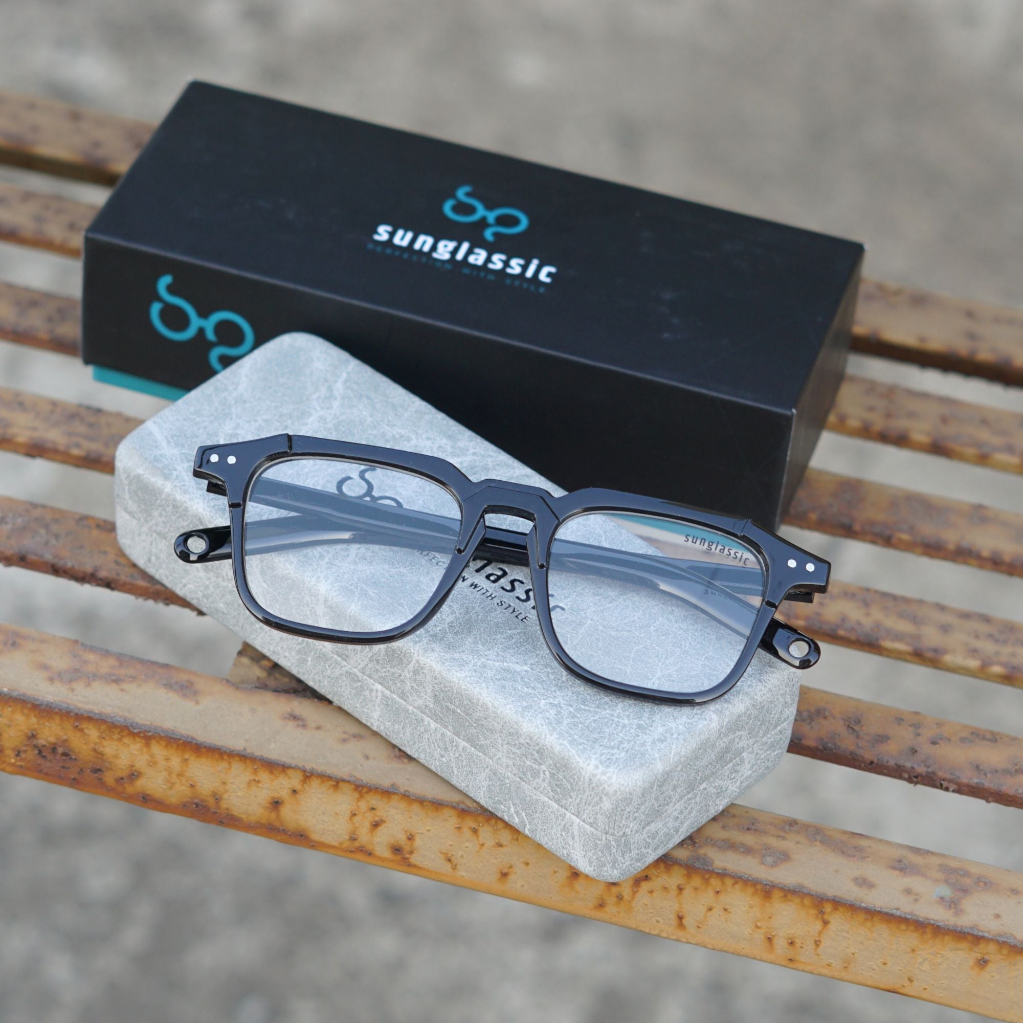 Kingsman Black Clear Square Sunglasses