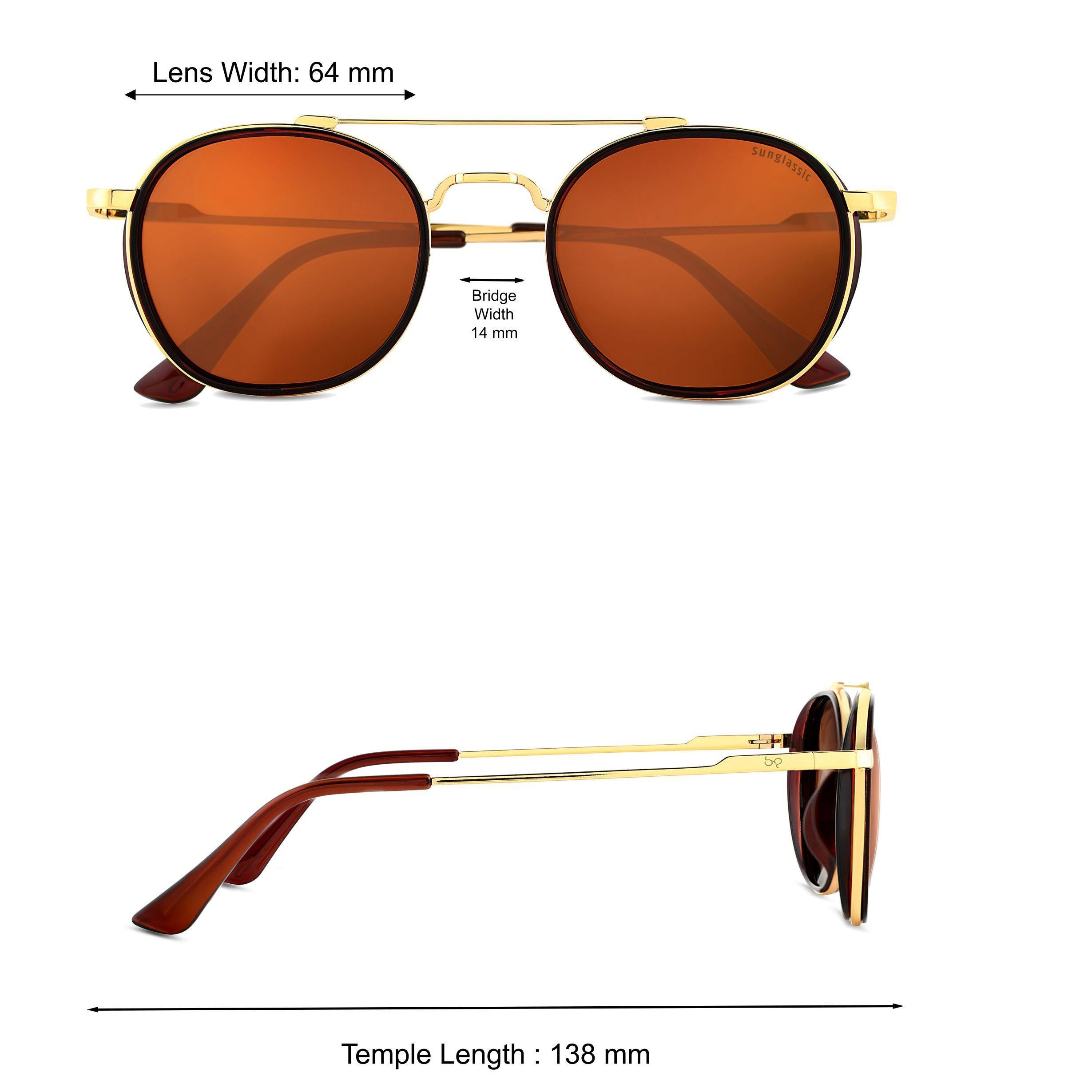 Golden Brown SG4612 Metal Frame Round Sunglasses