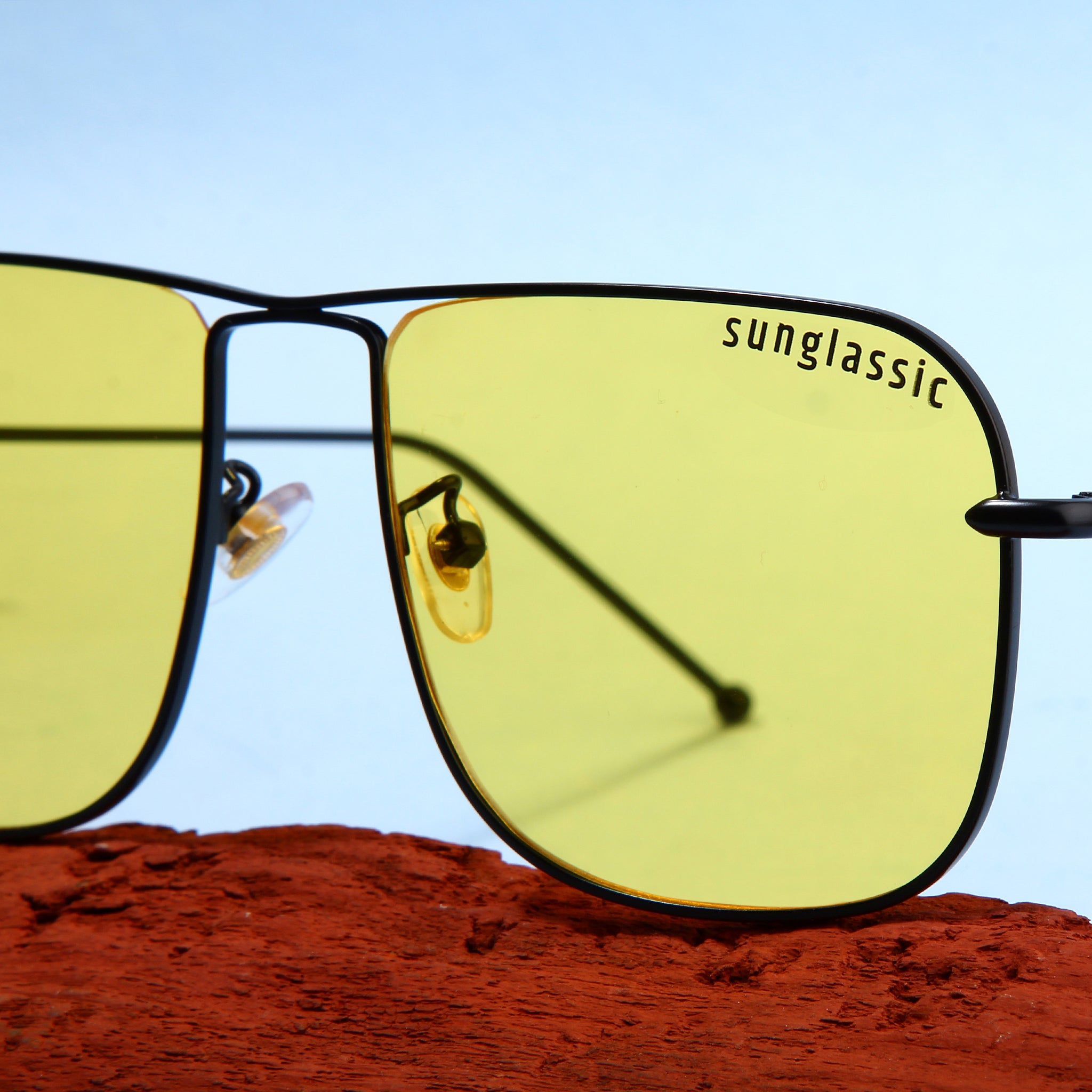 The Godfather Black Yellow Square Sunglasses