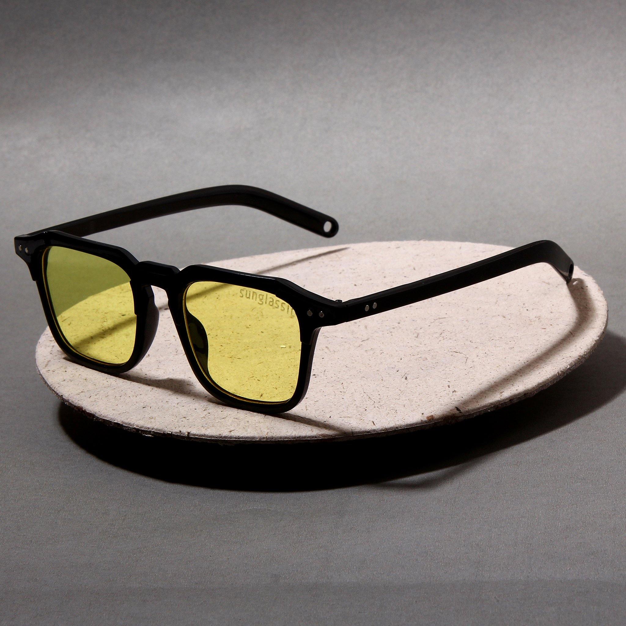 Kingsman Black Yellow Square Sunglasses