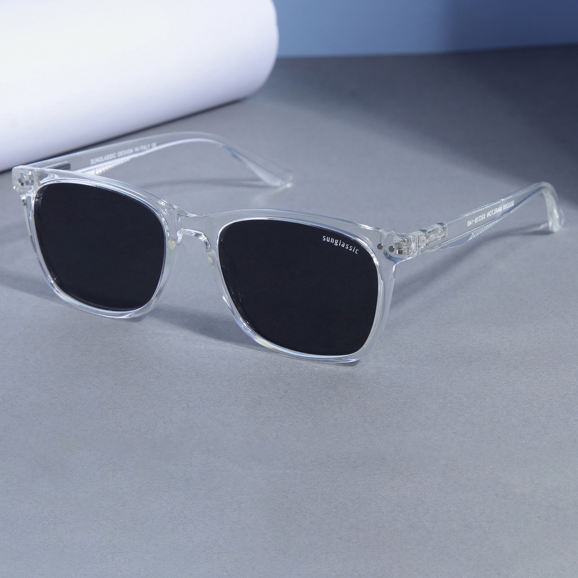 Marlton. Clear Black Polarized TR90 Square Sunglasses
