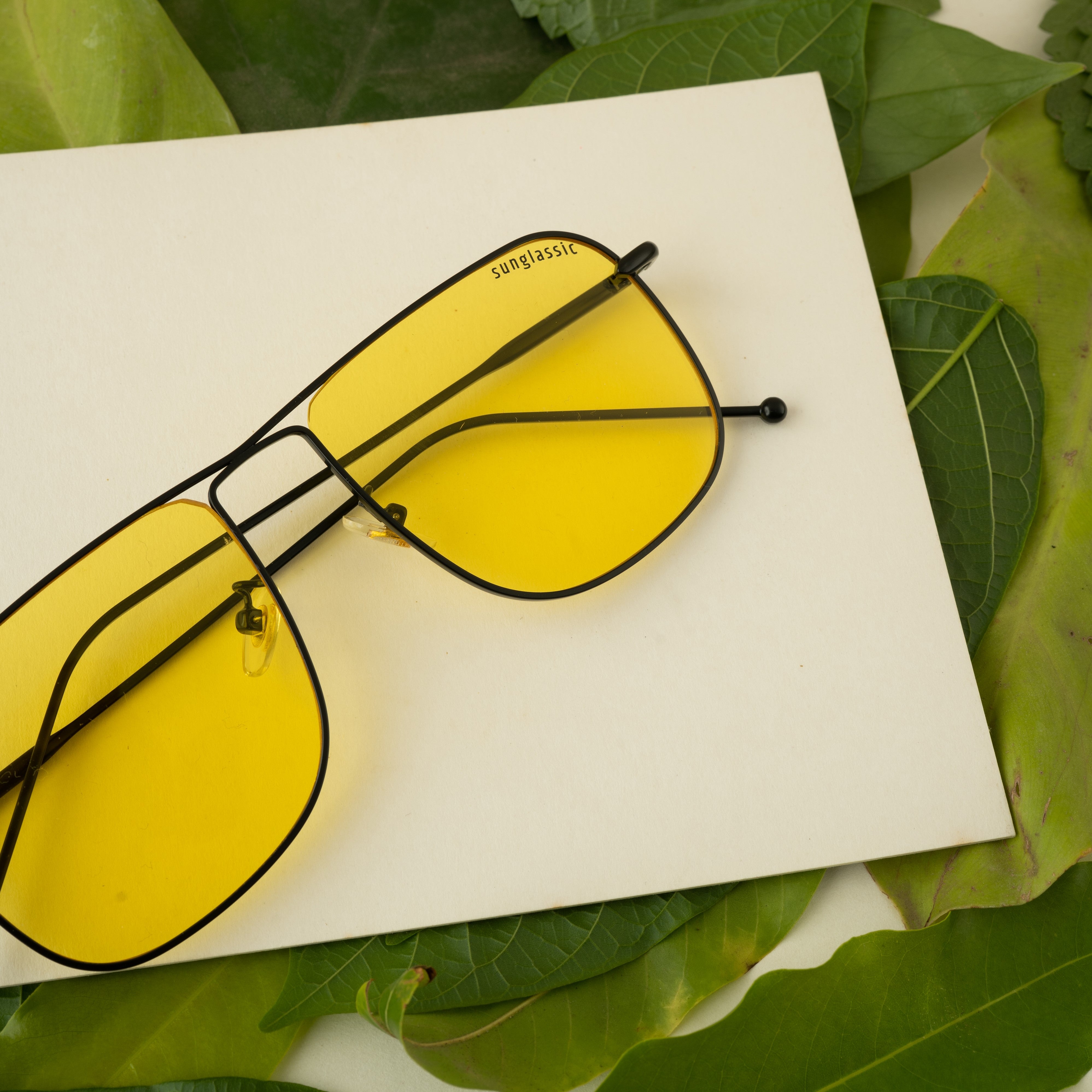 The Godfather Black Yellow Square Sunglasses