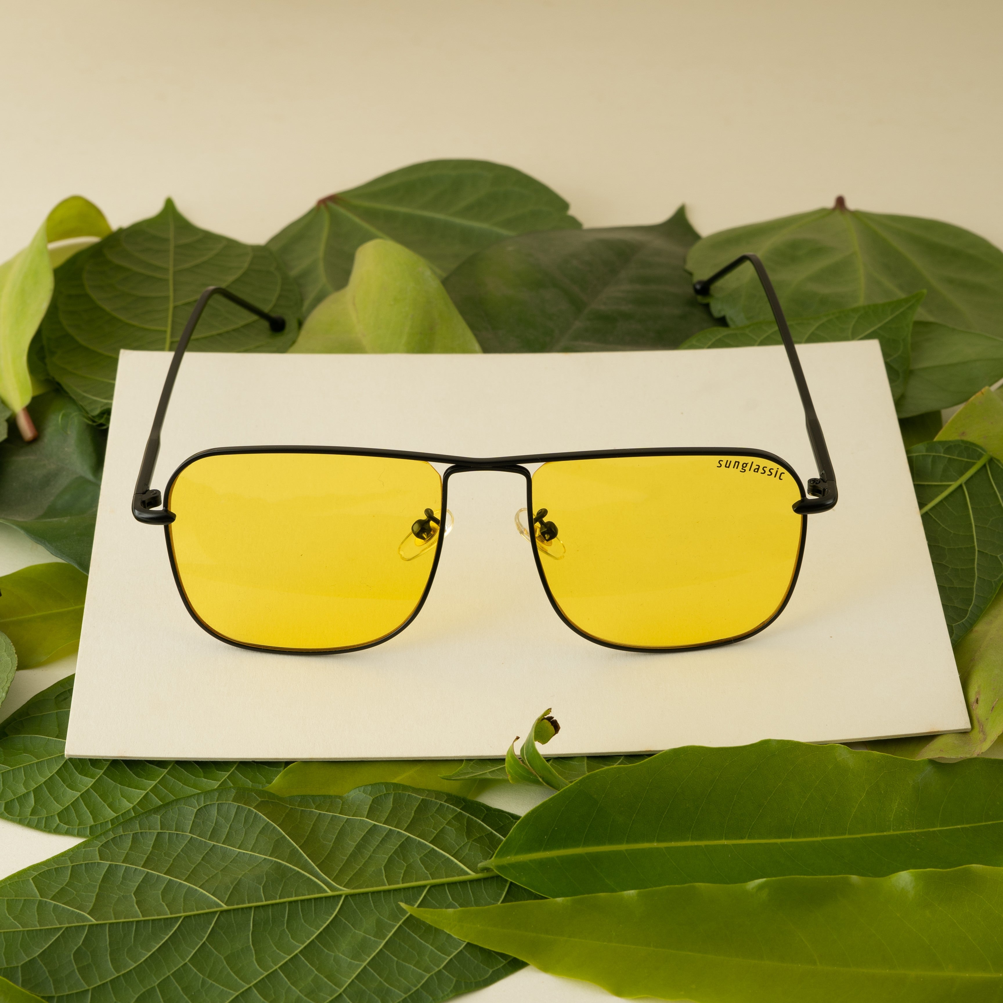 The Godfather Black Yellow Square Sunglasses