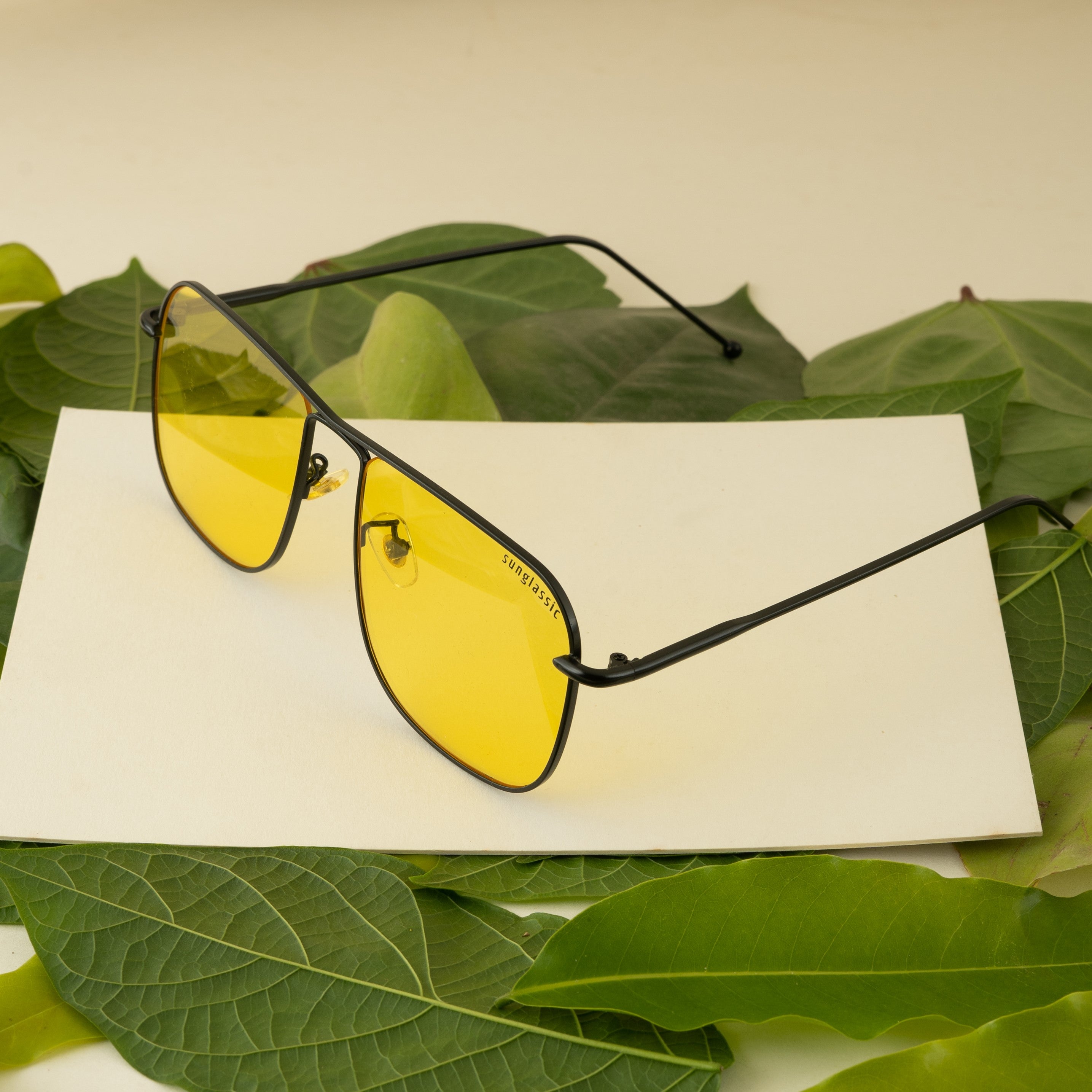The Godfather Black Yellow Square Sunglasses