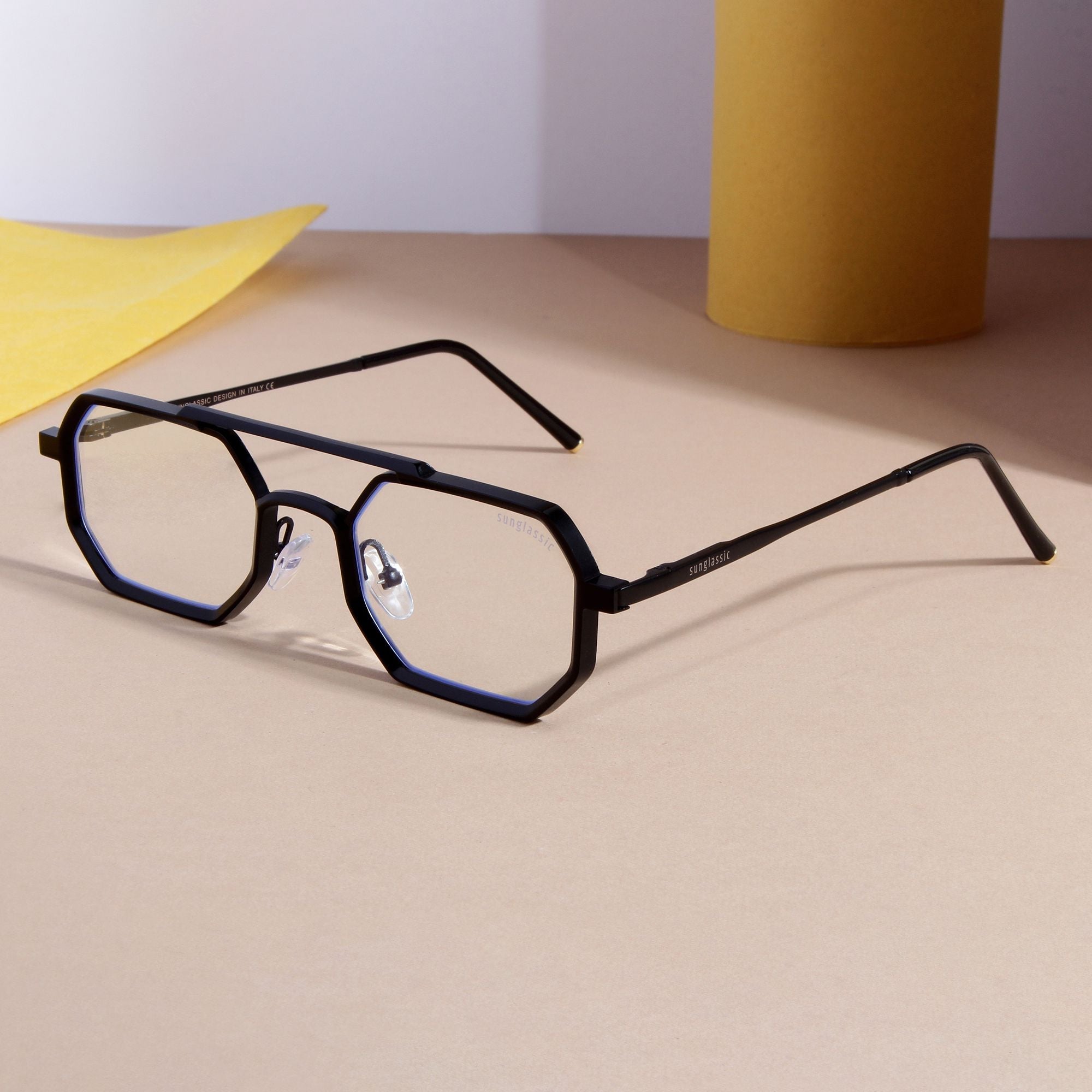 Commando V1 Rectangle Black Clear Sunglasses