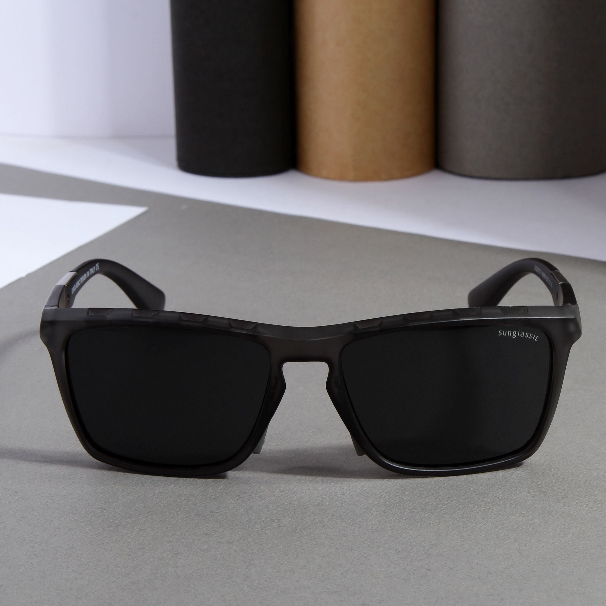 Hawk Grey Black Polarized Rectangle TR90 Sunglasses