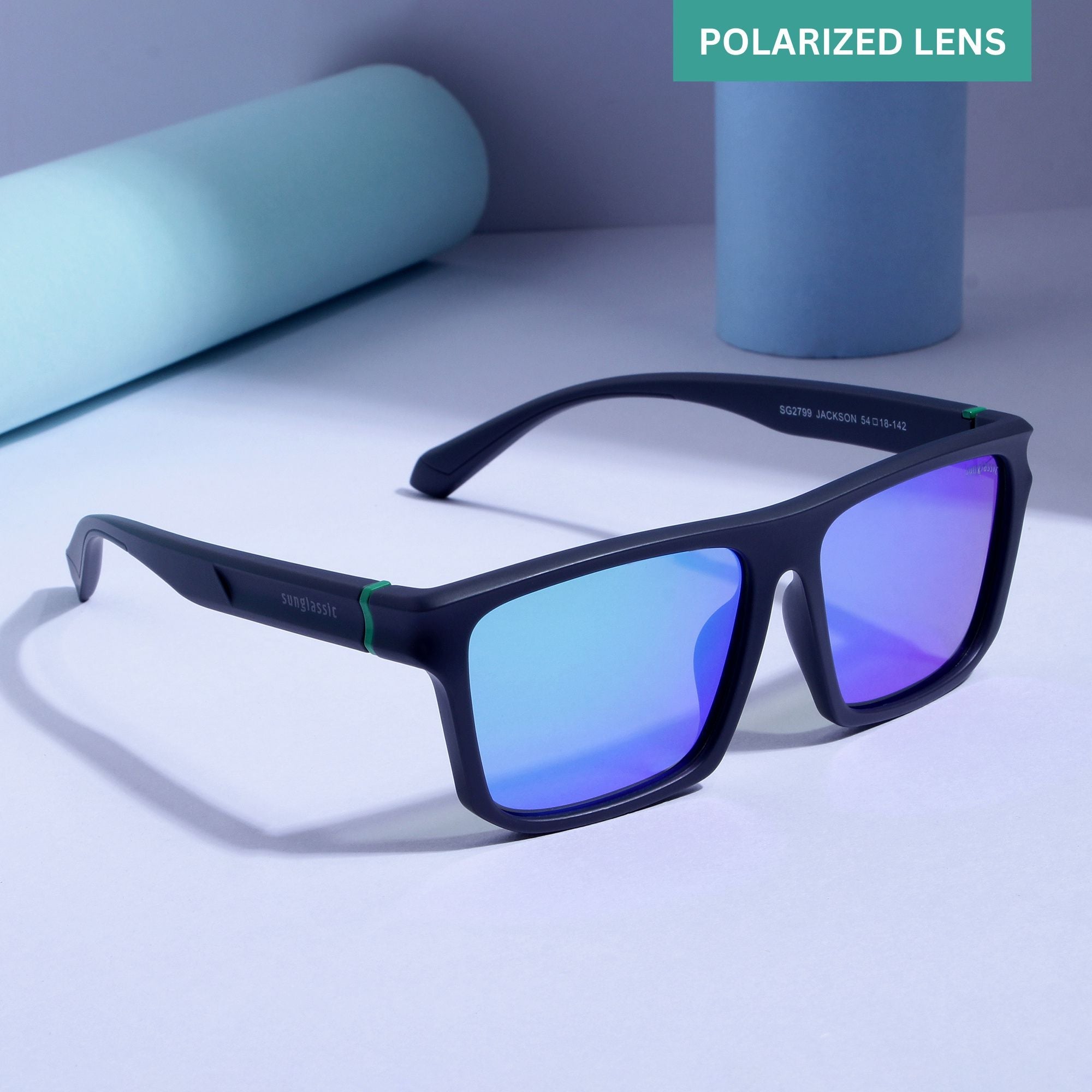 Jackson Grey Green Mercury Polarized Rectangle TR90 Sunglasses