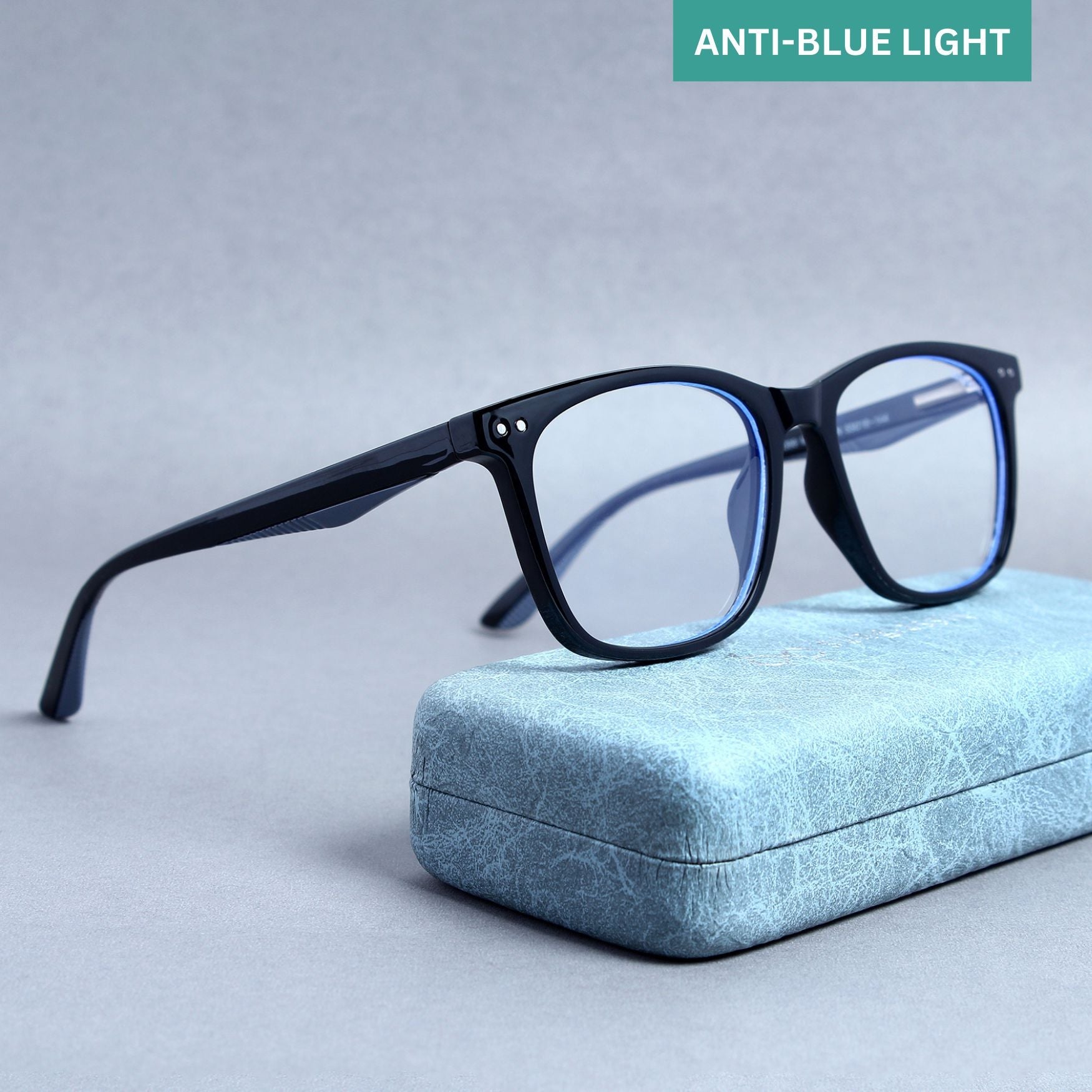 Marlton. Black Clear Anti-Blue Light TR90 Square Sunglasses