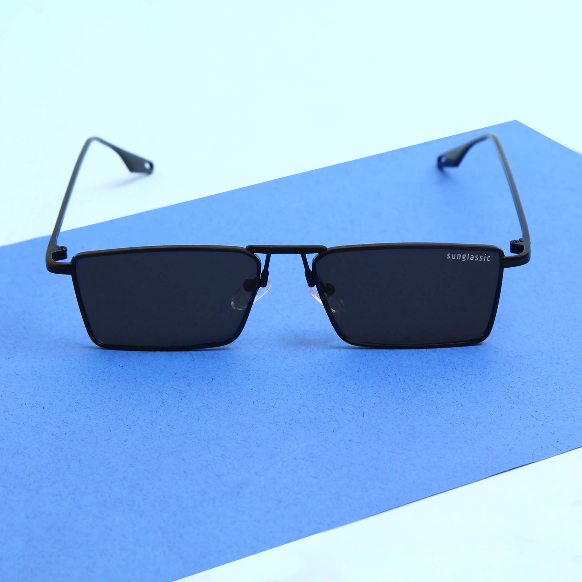 Rebel Black Rectangle Sunglasses
