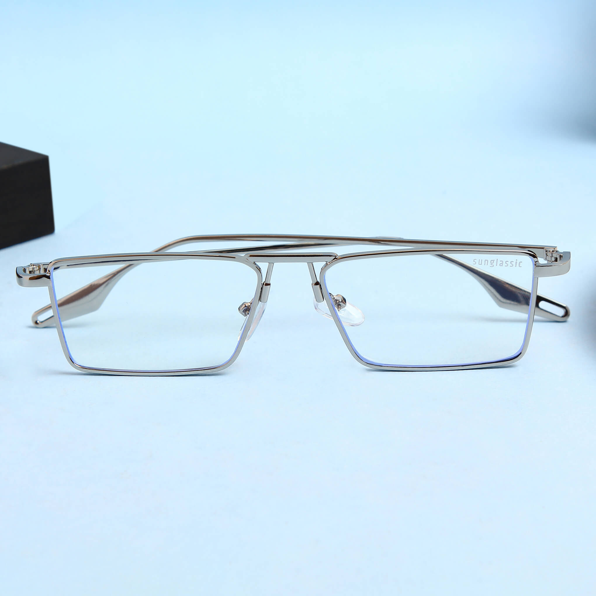Rebel Silver Transparent Rectangle Sunglasses