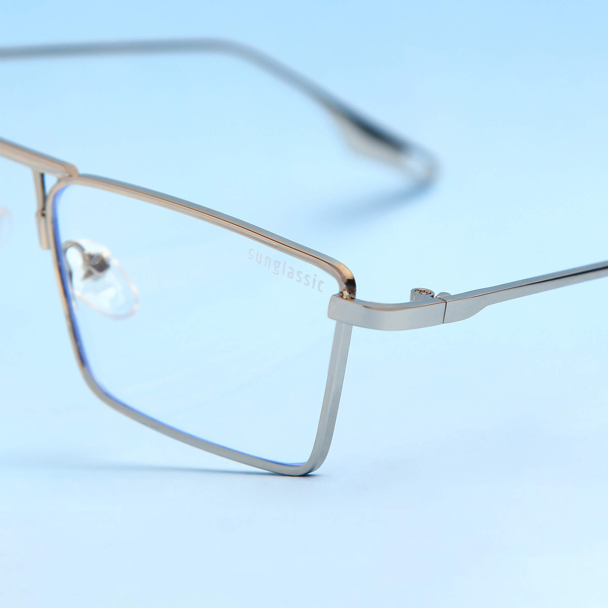 Rebel Silver Transparent Rectangle Sunglasses
