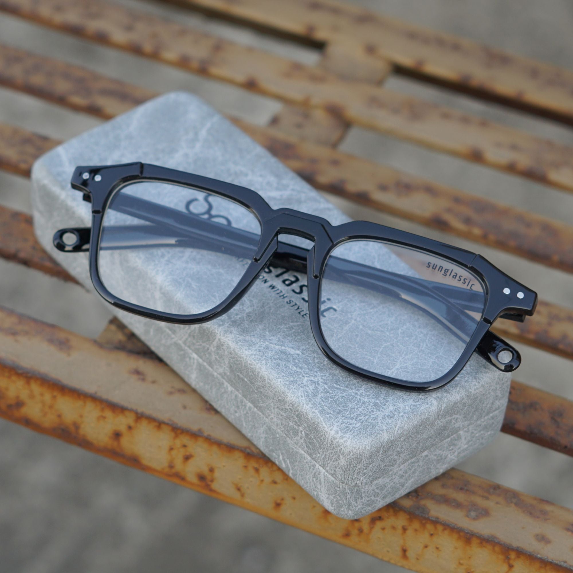 Kingsman Black Clear Square Sunglasses