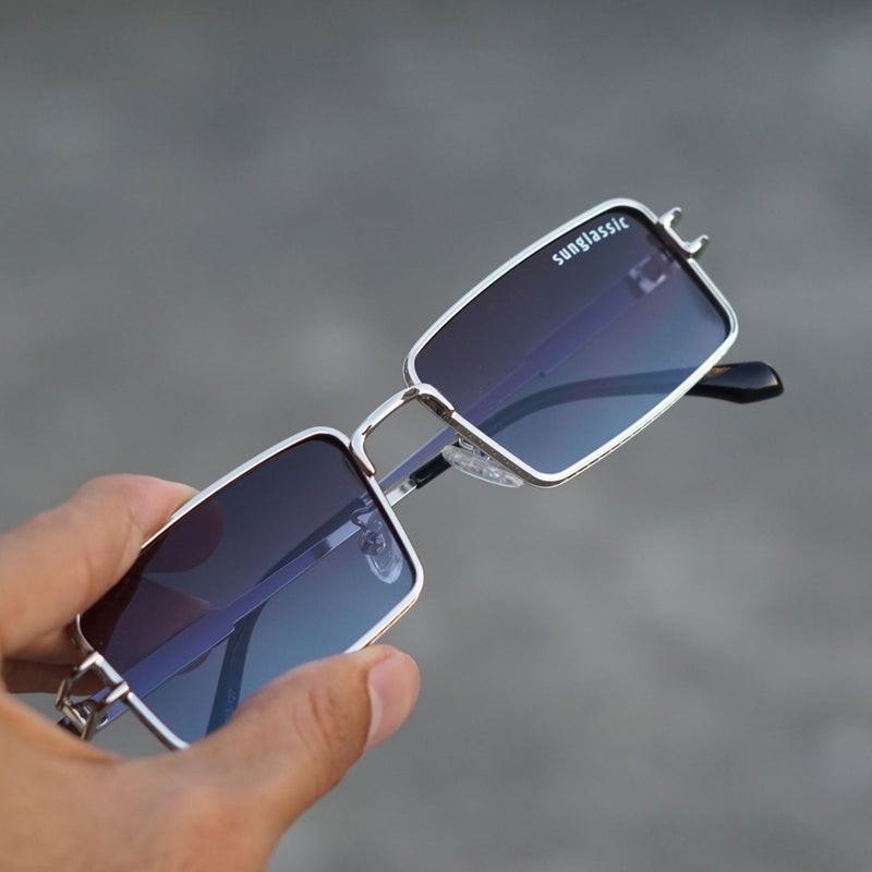 Heldish Silver Black Square Sunglasses