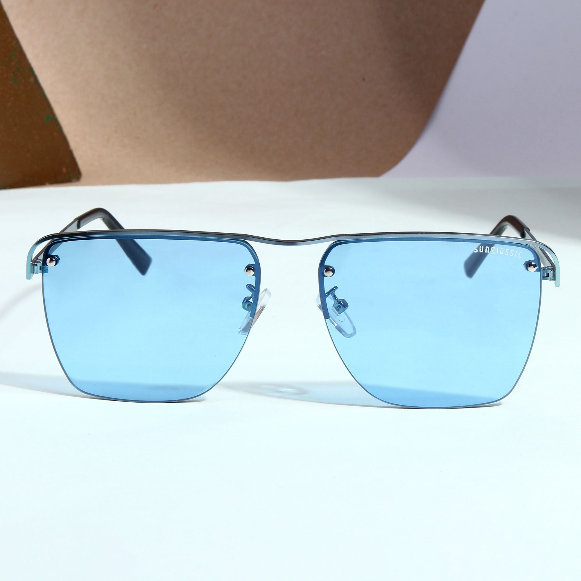 Heldish Aqua Blue Square Sunglasses