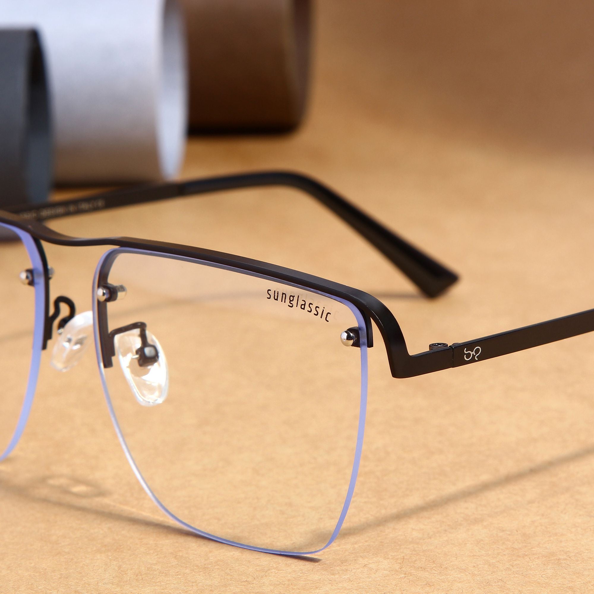 Heldish. Black Clear Square Sunglasses
