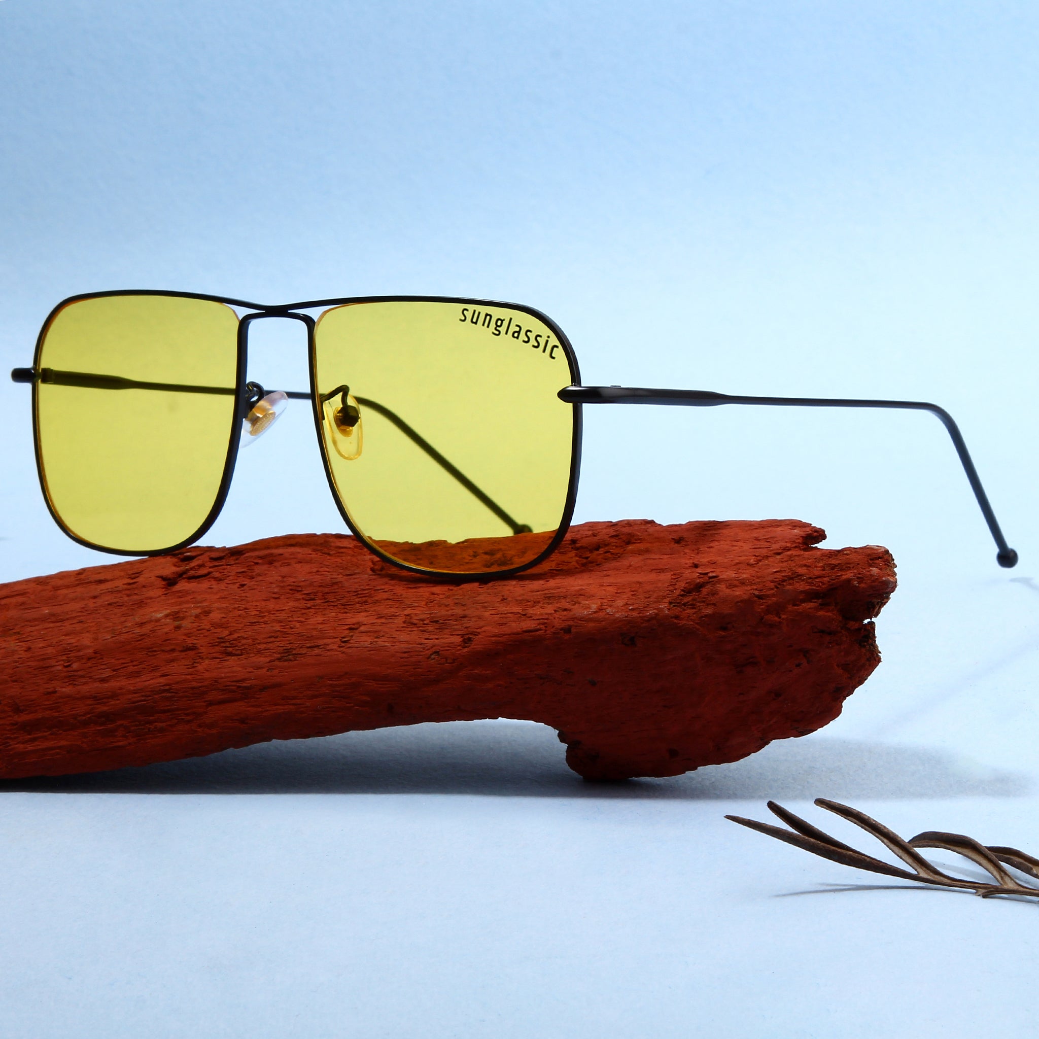 The Godfather Black Yellow Square Sunglasses