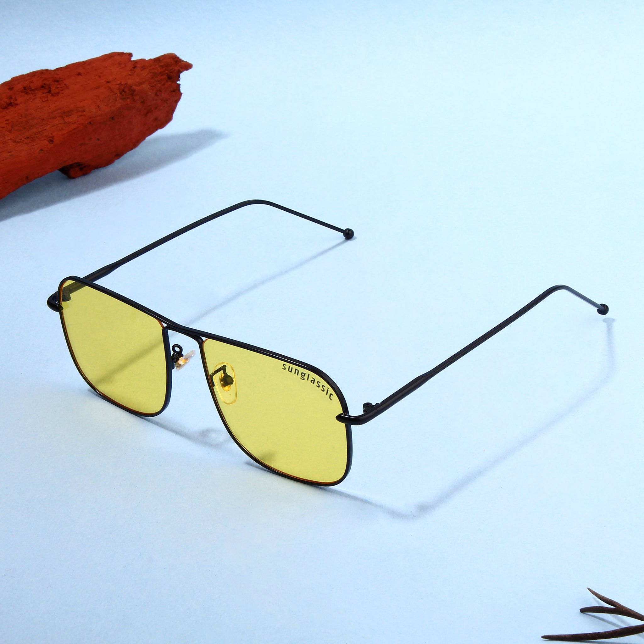 The Godfather Black Yellow Square Sunglasses