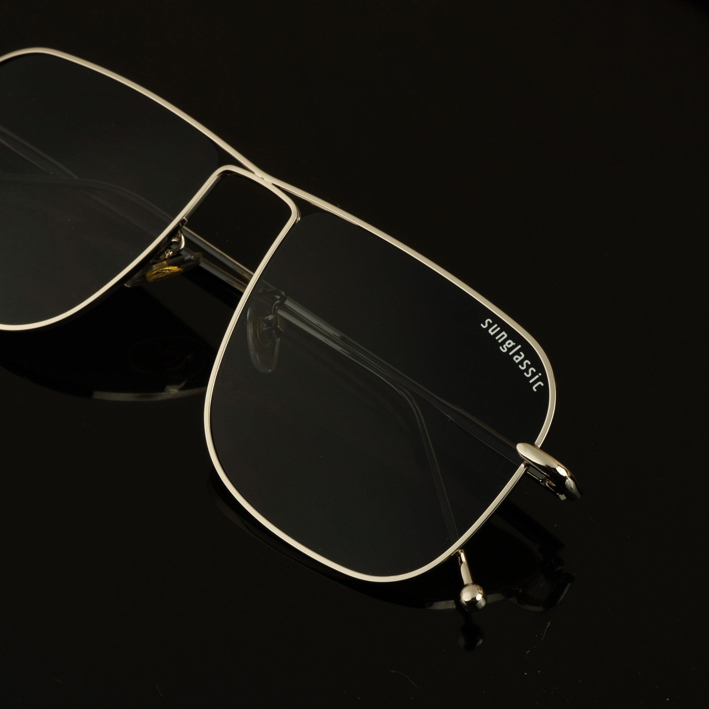 The Godfather Silver Black Square Sunglasses