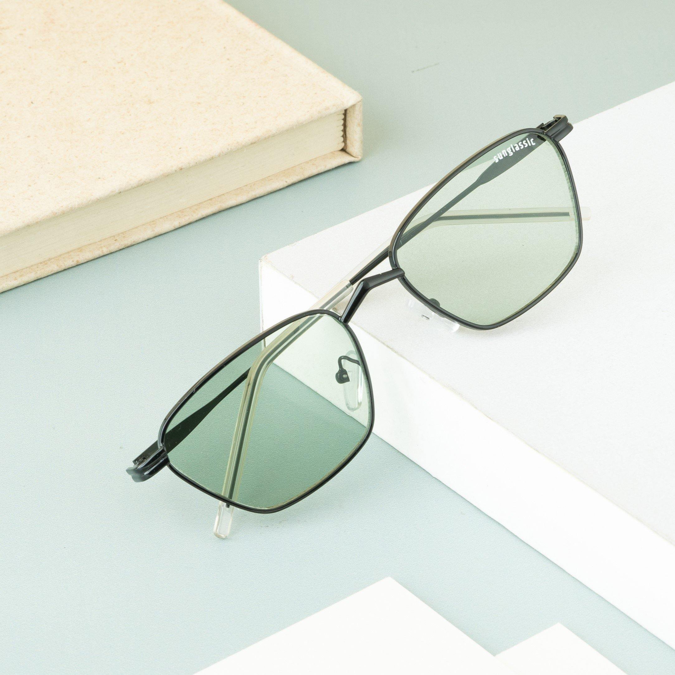 Andreas Black Green Edition Trapezoid Sunglasses